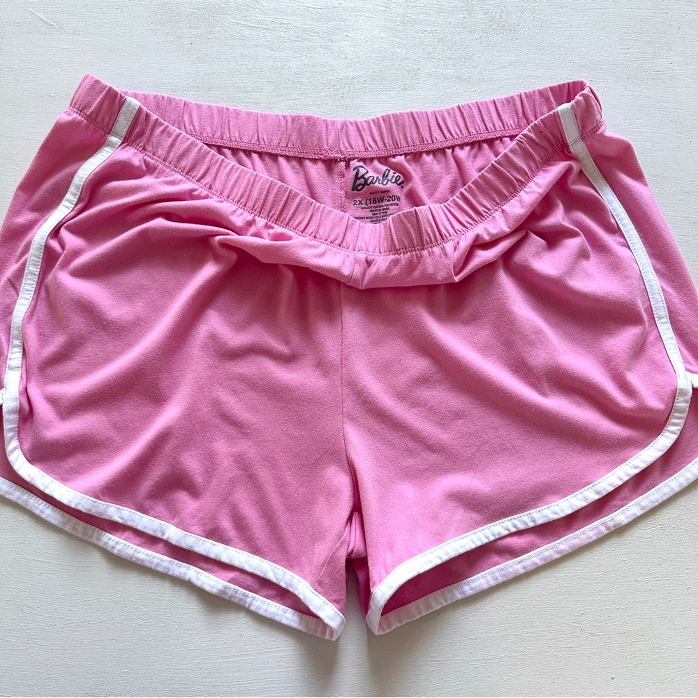 Barbie Plus Size Women’s Athletic Pink Shorts with White Trim Size 2X